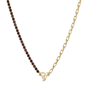 PV Tennis & Chain Burgundy Necklace