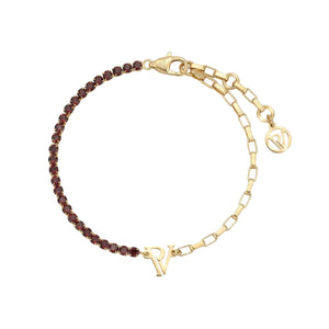 PV Tennis & Chain Burgundy Bracelet